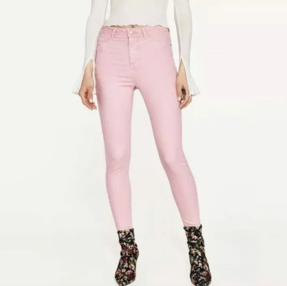 Zara pink high rise skinny jeans size 4